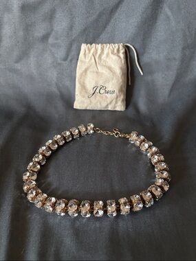 J. Crew Gold and Clear Crystal Collar Necklace
